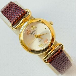 Black Hills Gold 12k Leaves Women's 26mm Watch Gold Brown Leather